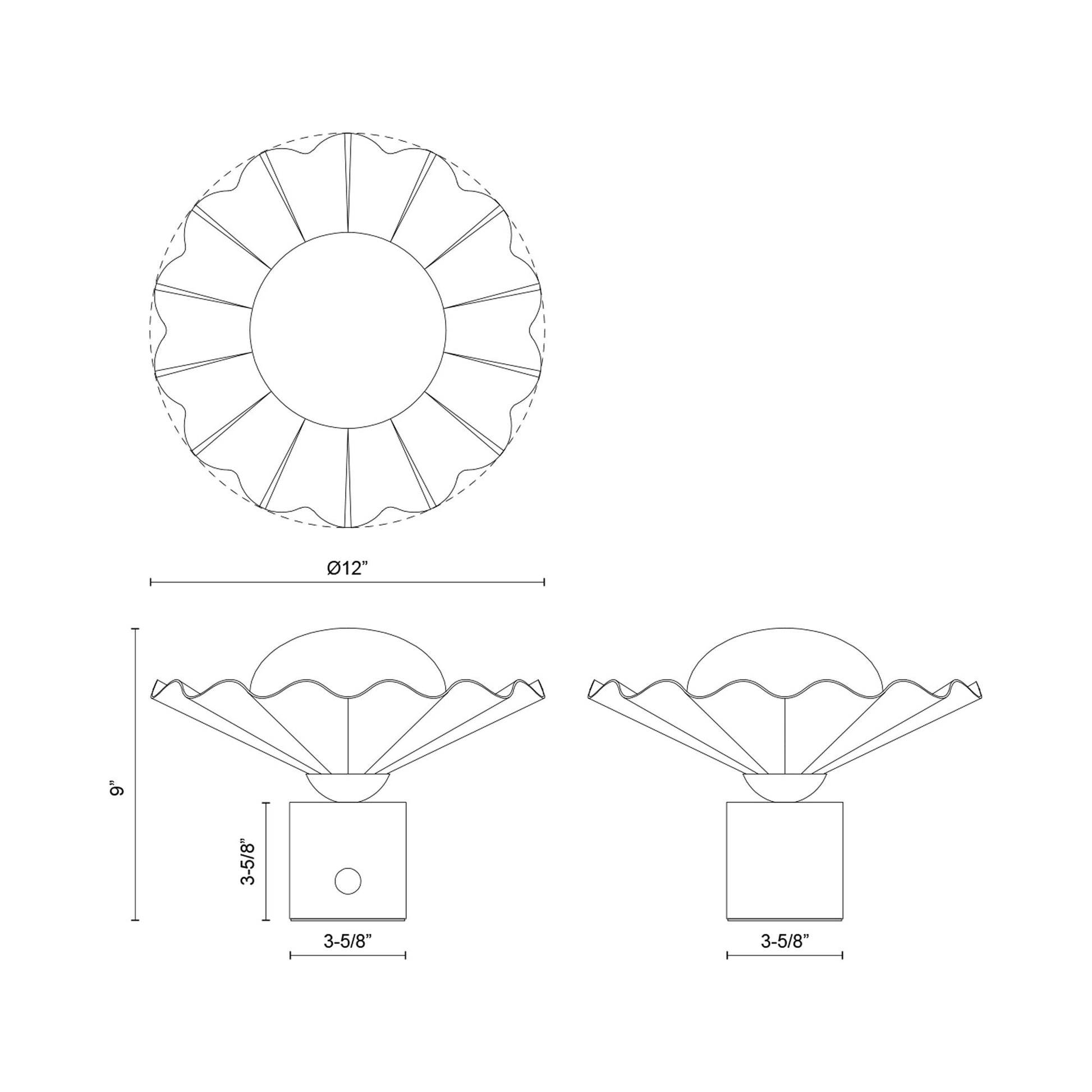 Furrow Table Lamp - line drawing.