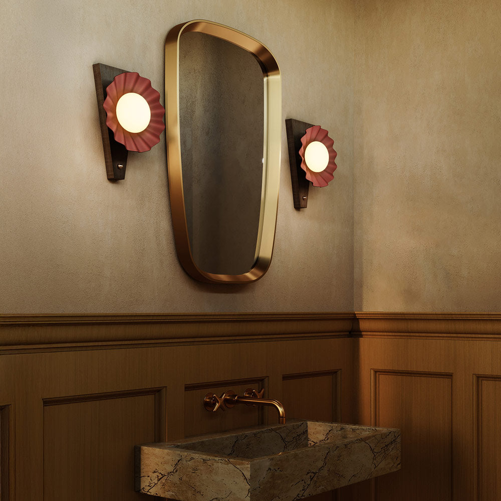 Furrow Wall Light in bathroom.
