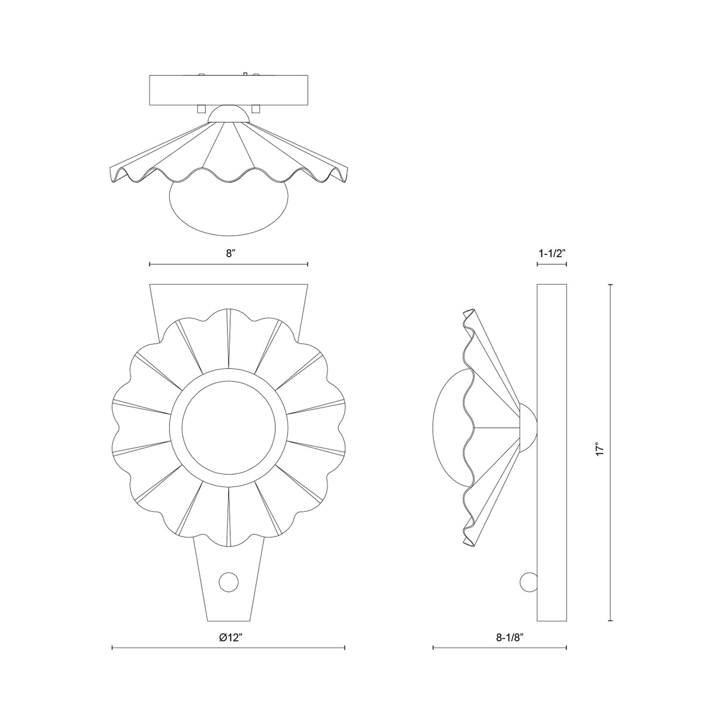 Furrow Wall Light - line drawing.