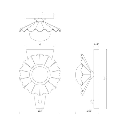 Furrow Wall Light - line drawing.