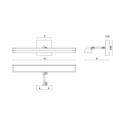 Gemma LED Picture Light - line drawing.