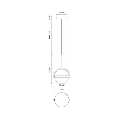 Globo LED Mini Pendant Light - line drawing.