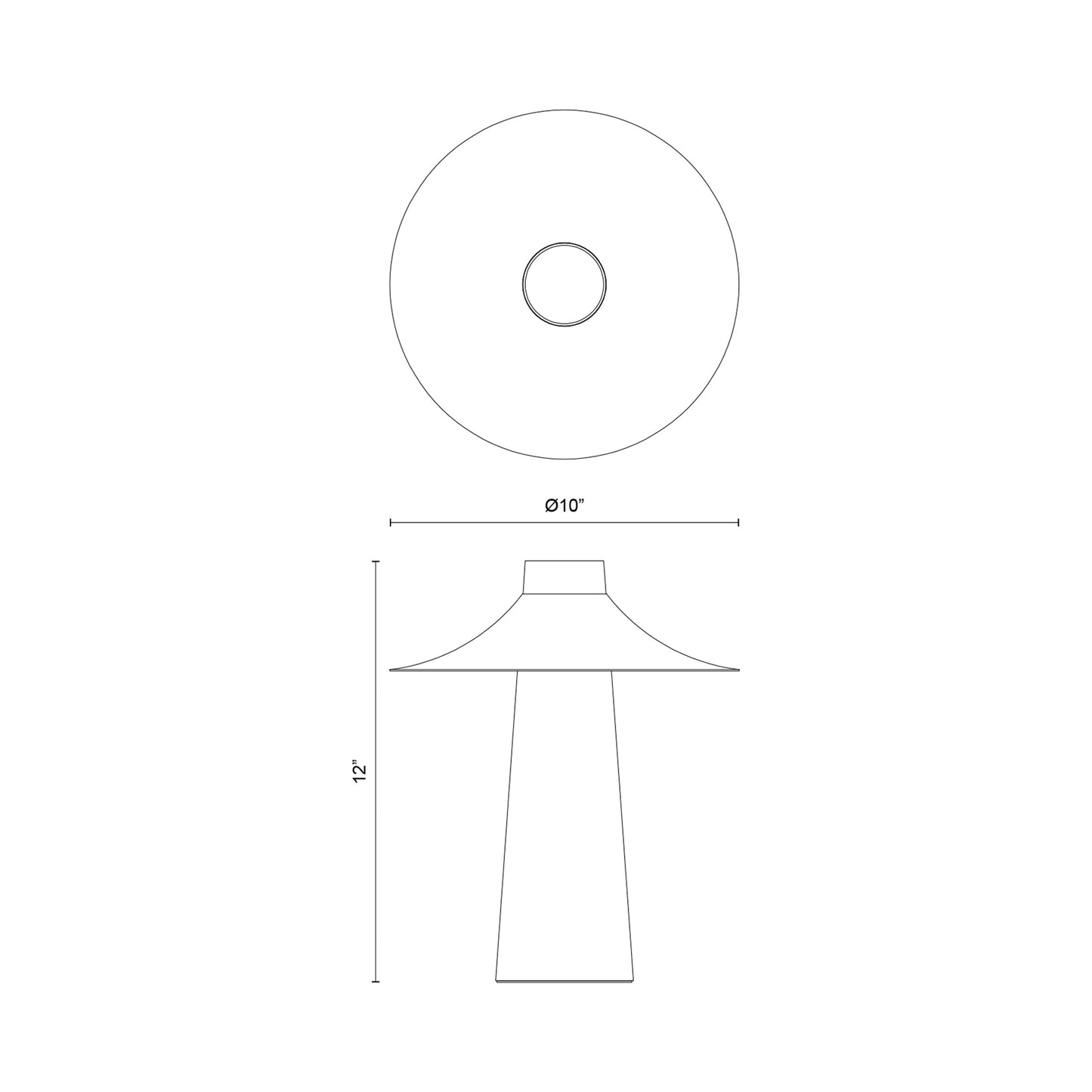 Hagen LED Rechargeable Table Lamp - line drawing.