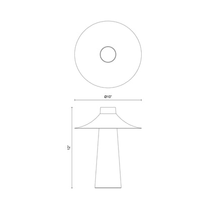 Hagen LED Rechargeable Table Lamp - line drawing.