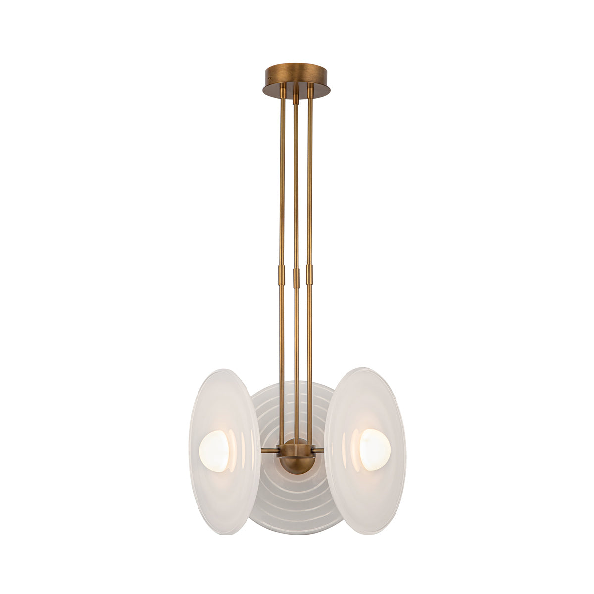 Harbour LED Pendant Light in Vintage Brass/Glossy Opal Glass.