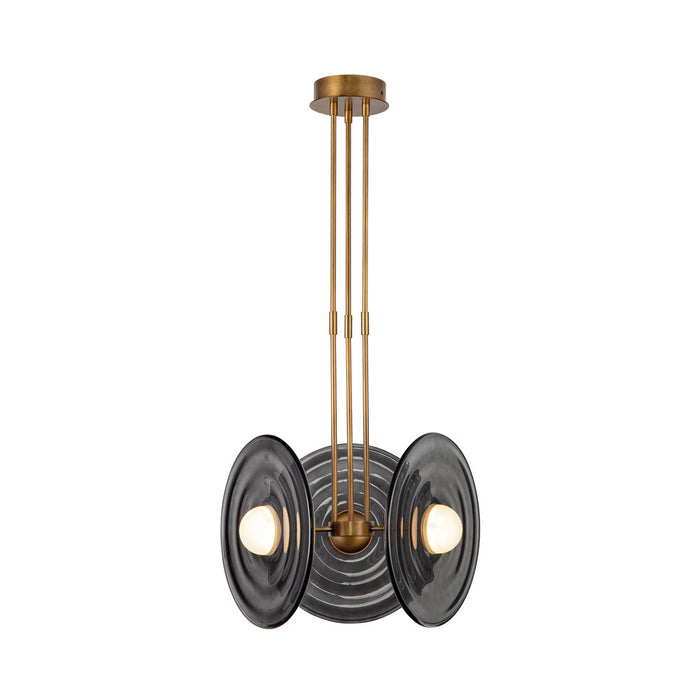 Harbour LED Pendant Light in Vintage Brass/Smoked Glass.