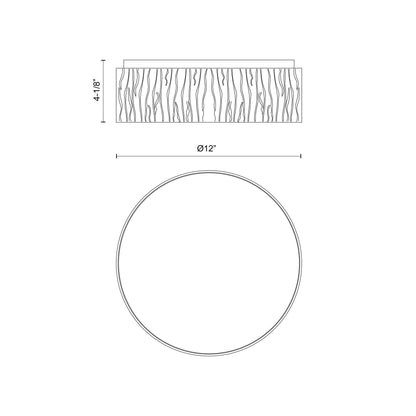 Kensington LED Flush Mount Ceiling Light - line drawing.