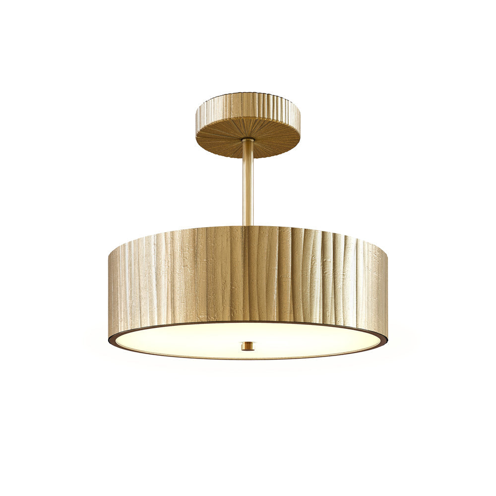 Kensington LED Semi Flush Mount Ceiling Light in Vintage Brass.