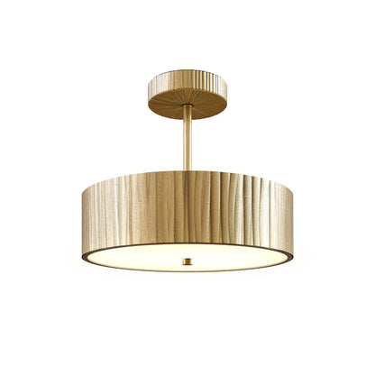 Kensington LED Semi Flush Mount Ceiling Light in Vintage Brass.