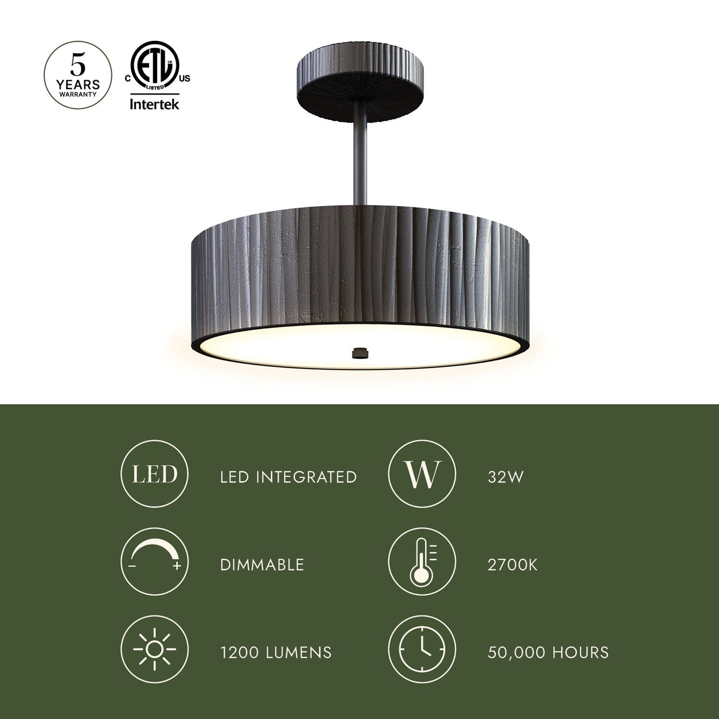 Kensington LED Semi Flush Mount Ceiling Light in Detail.