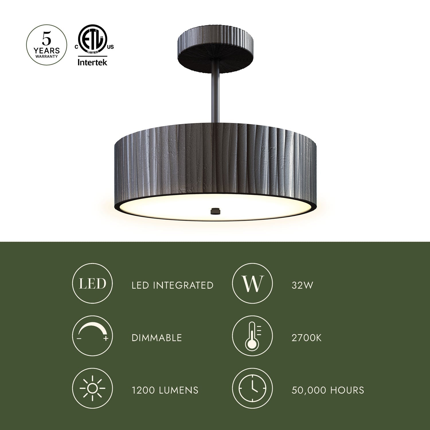 Kensington LED Semi Flush Mount Ceiling Light in Detail.
