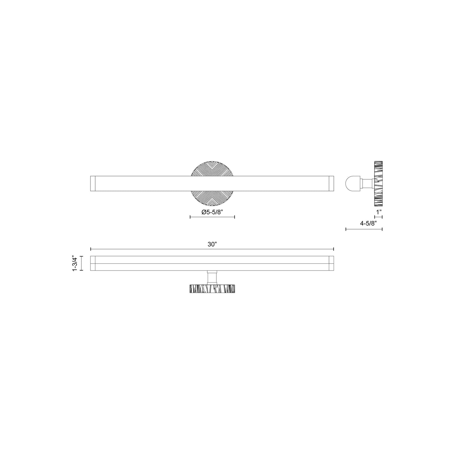 Kensington LED Vanity Wall Light - line drawing.