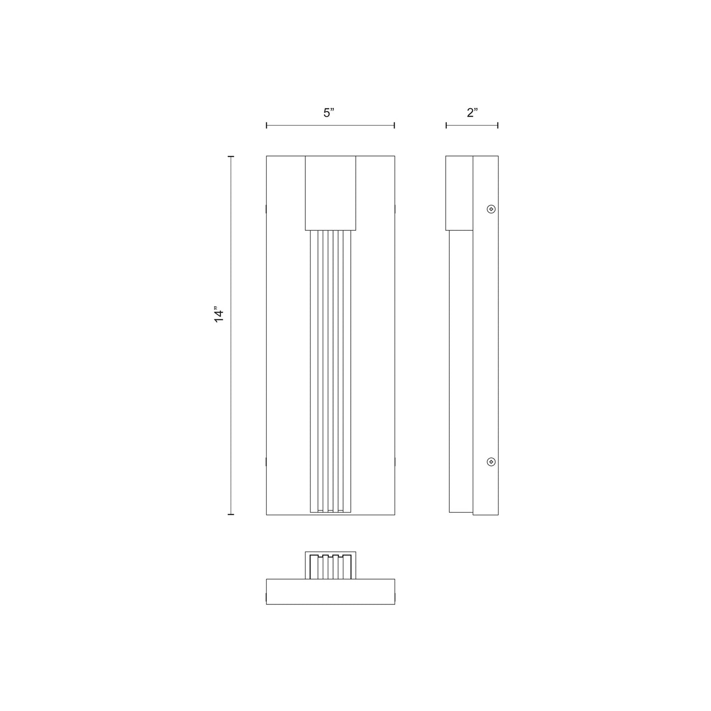 Kismet LED Vanity Wall Light - line drawing.