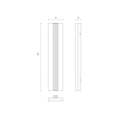 Kismet LED Vanity Wall Light - line drawing.