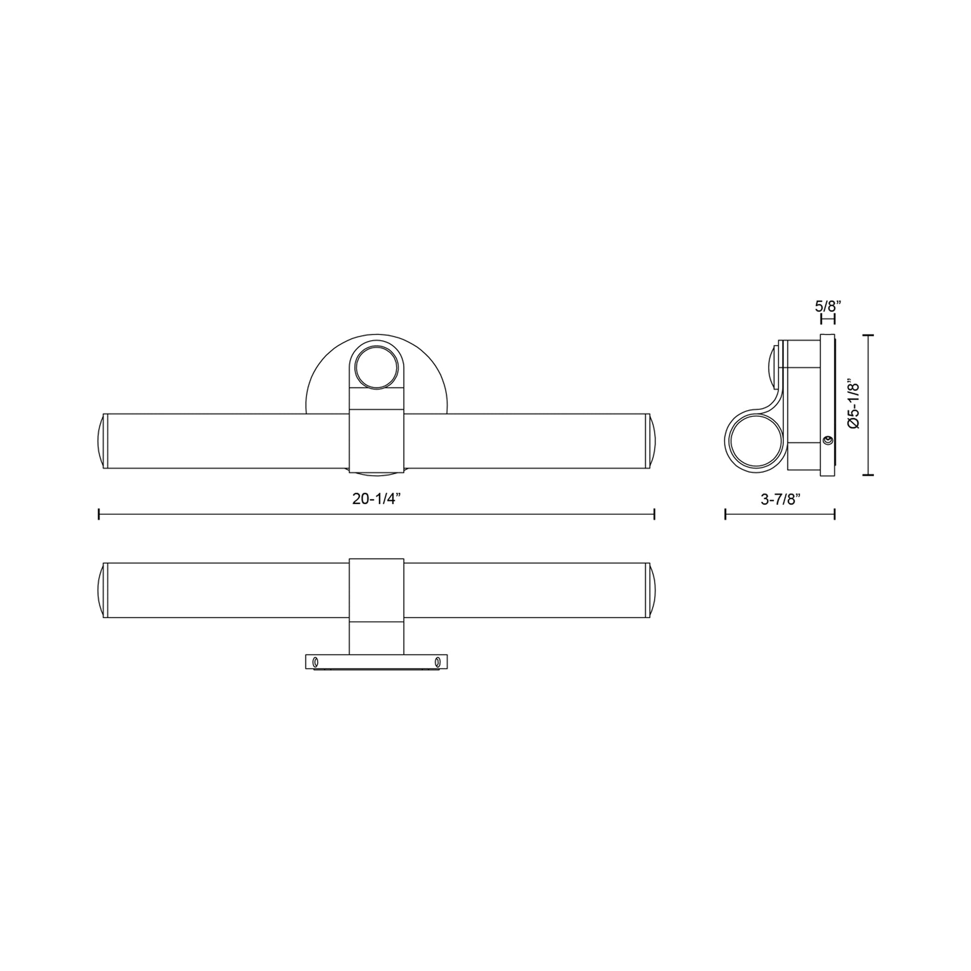 Ledger LED Bath Vanity Light - line drawing.