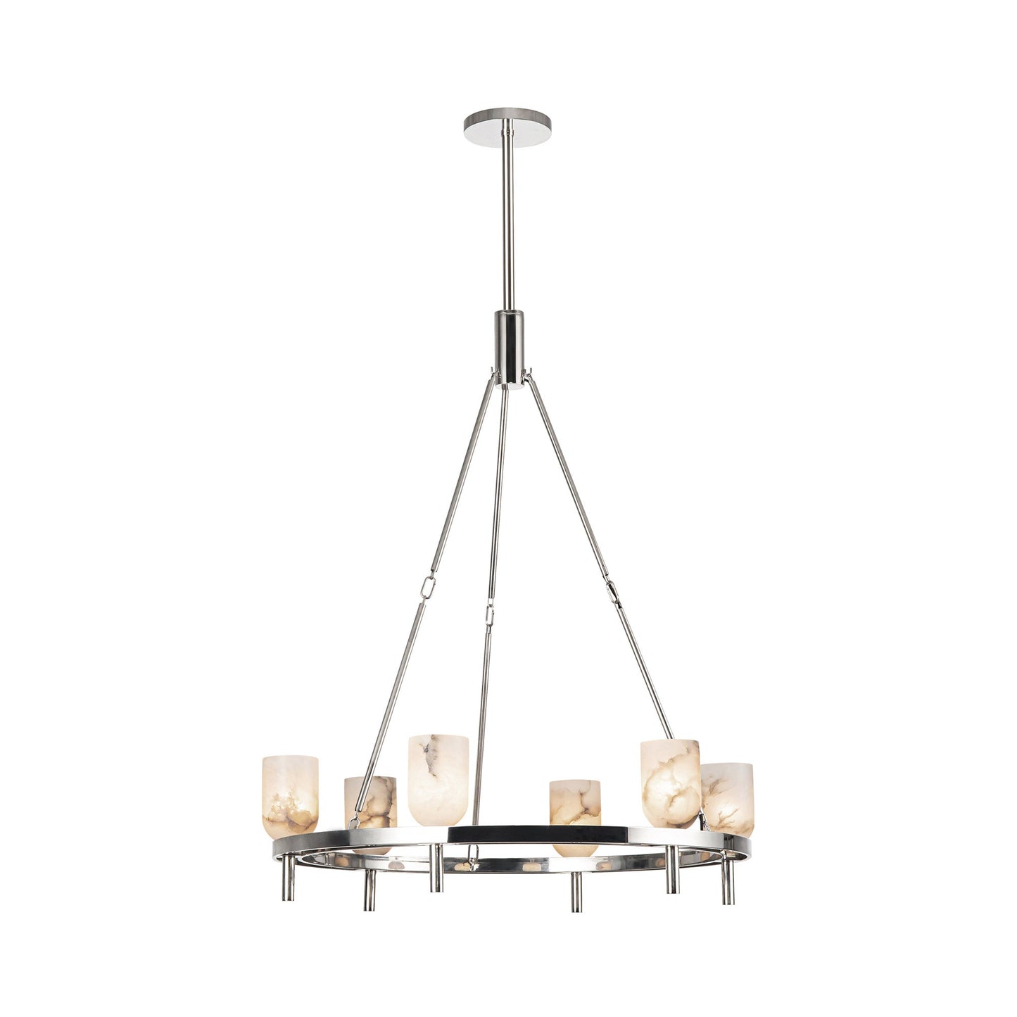 Lucian Chandelier in Polished Nickel/Alabaster (6-Light).