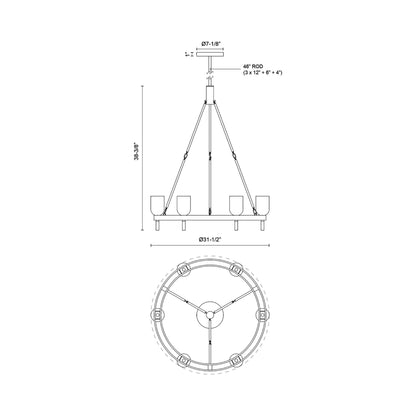 Lucian Chandelier - line drawing.