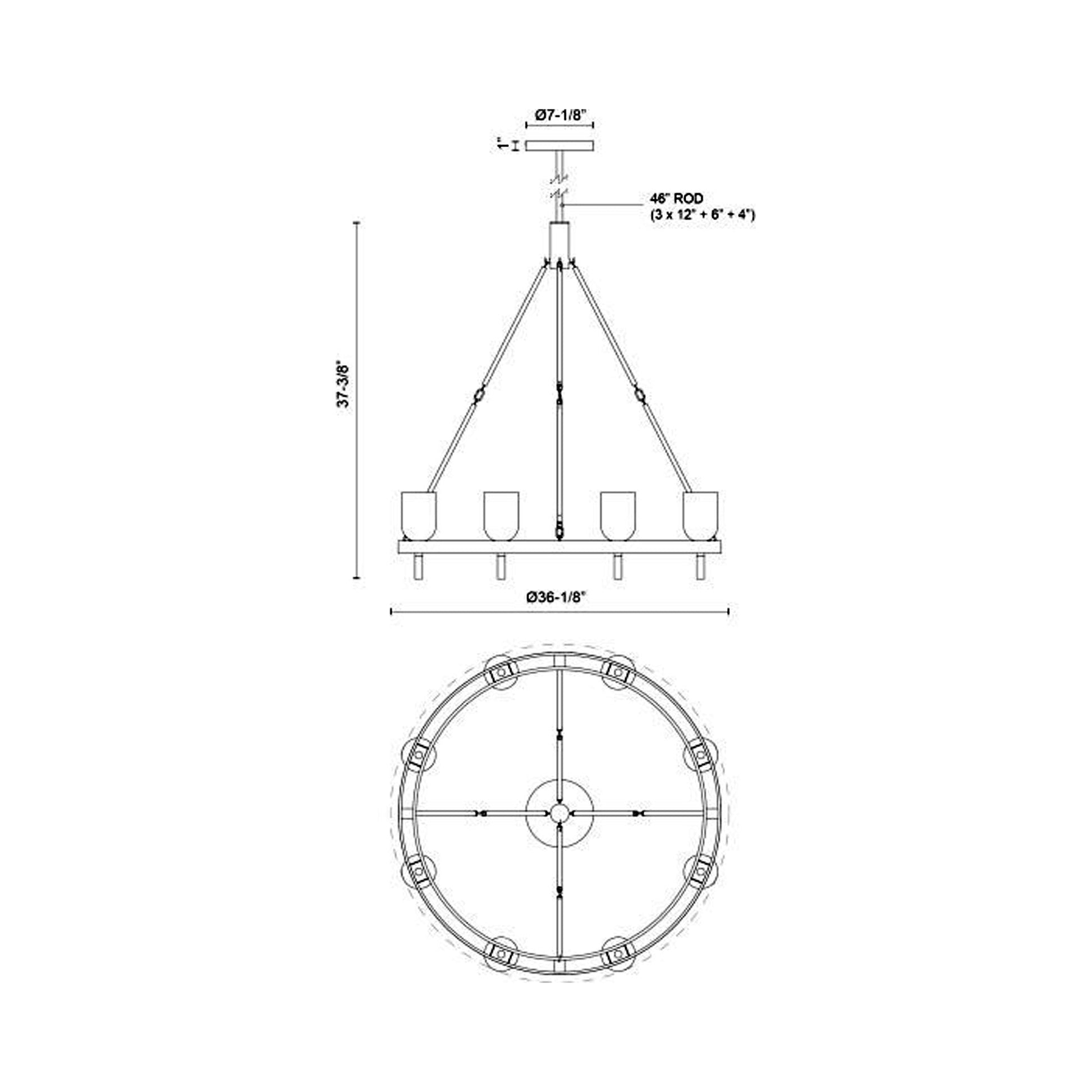 Lucian Chandelier - line drawing.