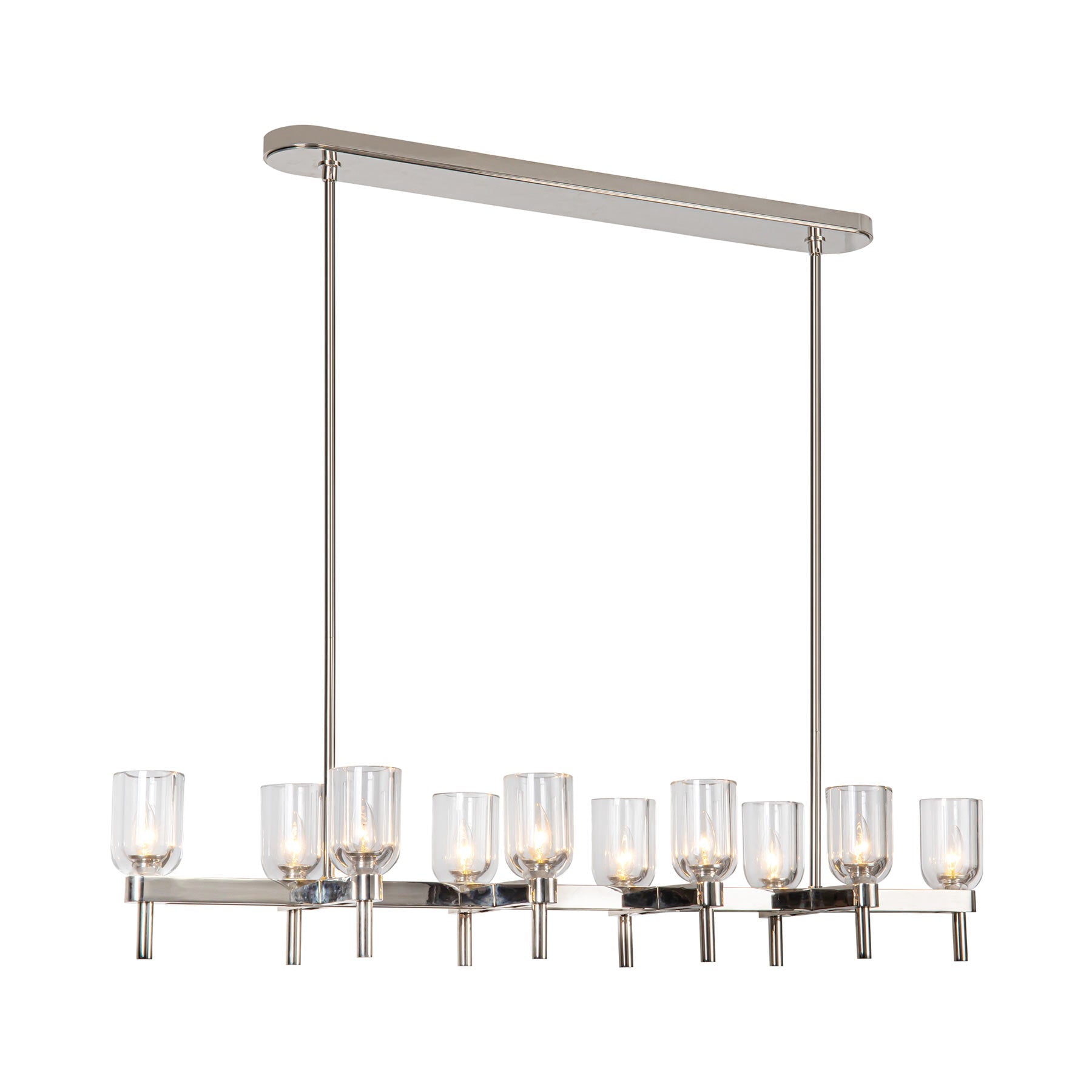 Lucian Linear Pendant Light in Polished Nickel/Clear Crystal.