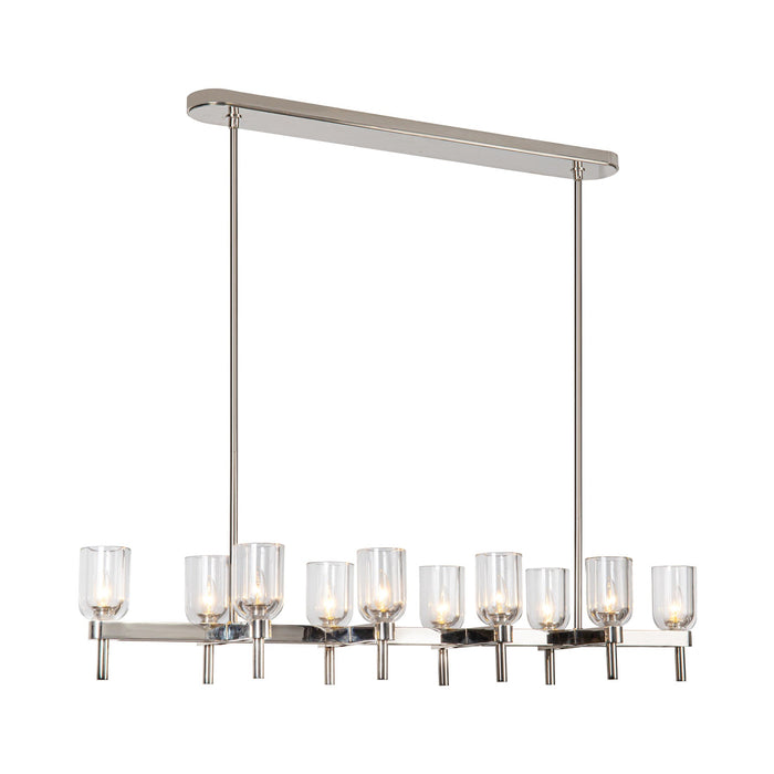 Lucian Linear Pendant Light in Polished Nickel/Clear Crystal.