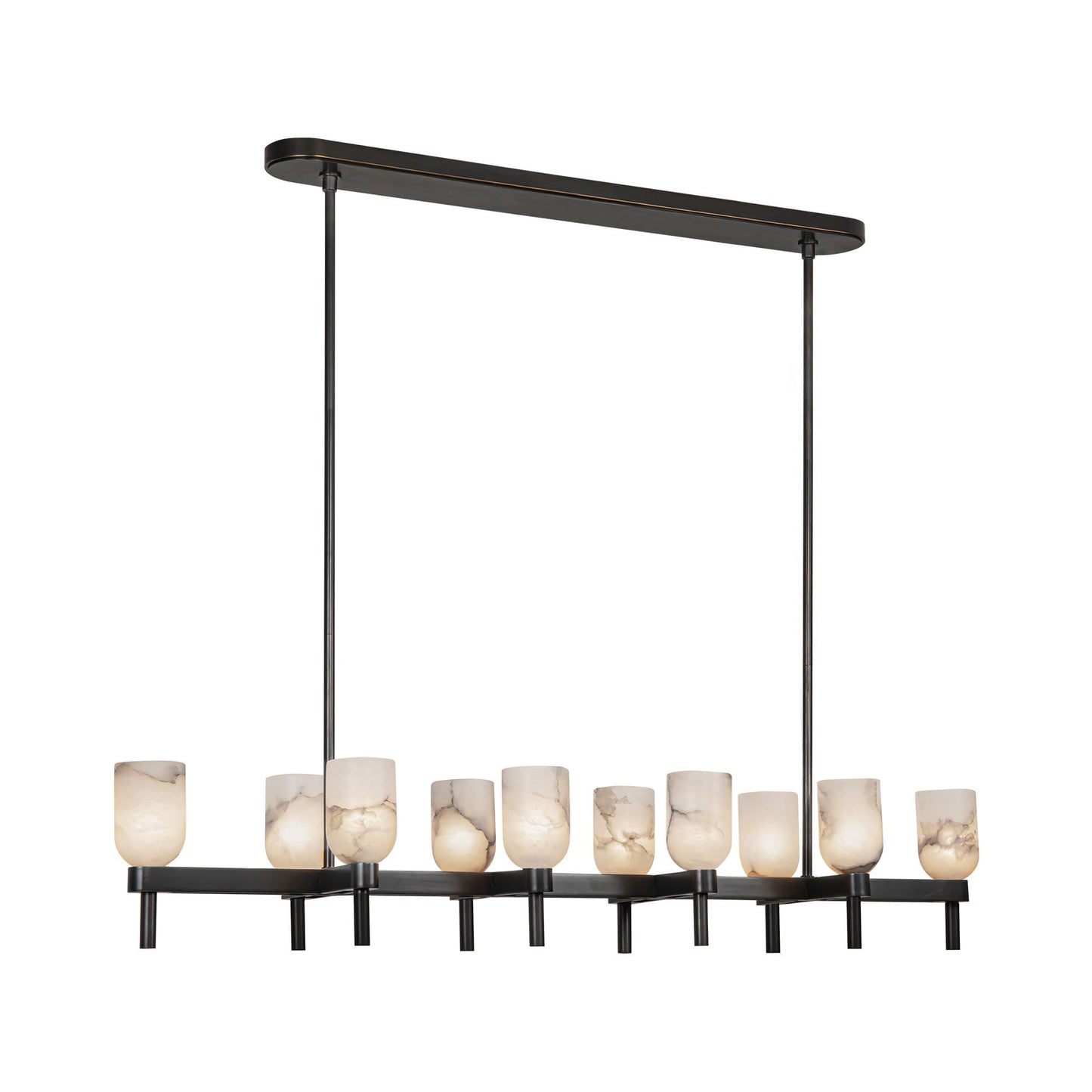 Lucian Linear Pendant Light in Urban Bronze/Alabaster.