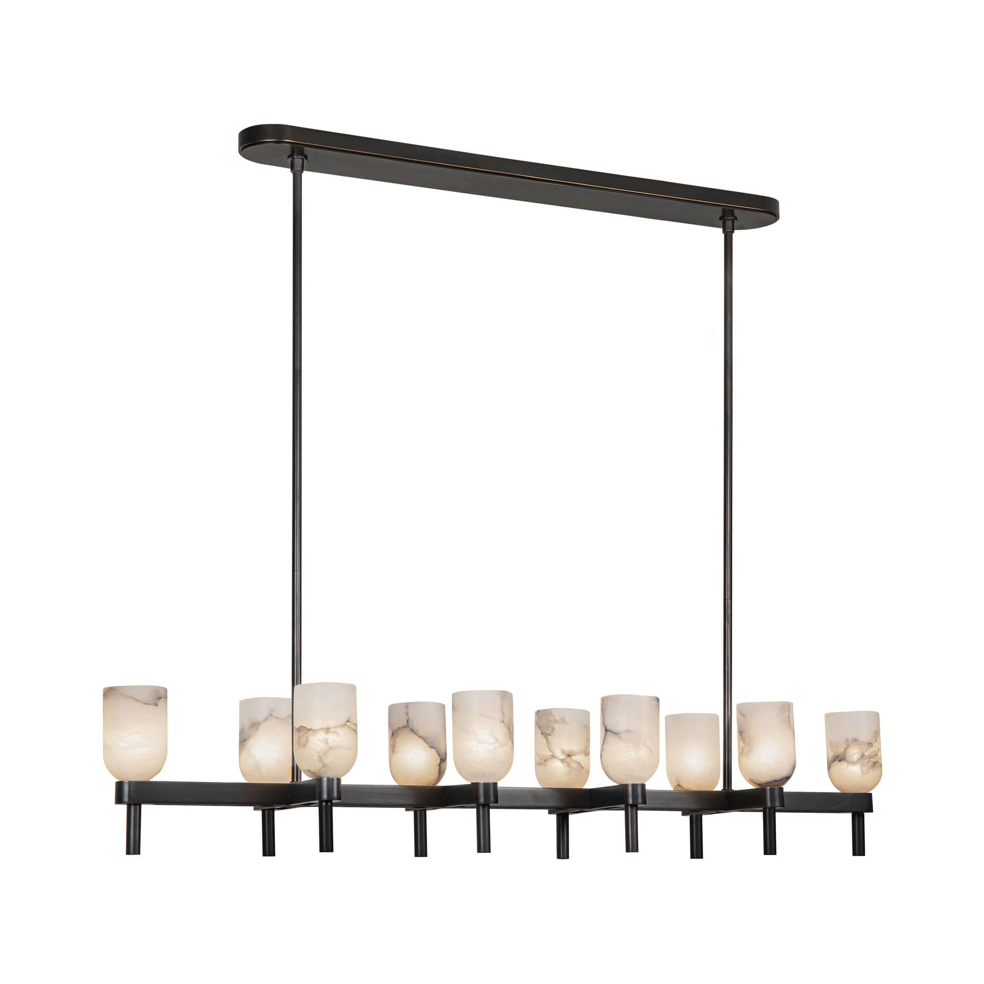 Lucian Linear Pendant Light in Urban Bronze/Alabaster.