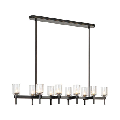 Lucian Linear Pendant Light in Urban Bronze/Clear Crystal.