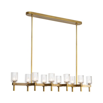 Lucian Linear Pendant Light in Vintage Brass/Clear Crystal.
