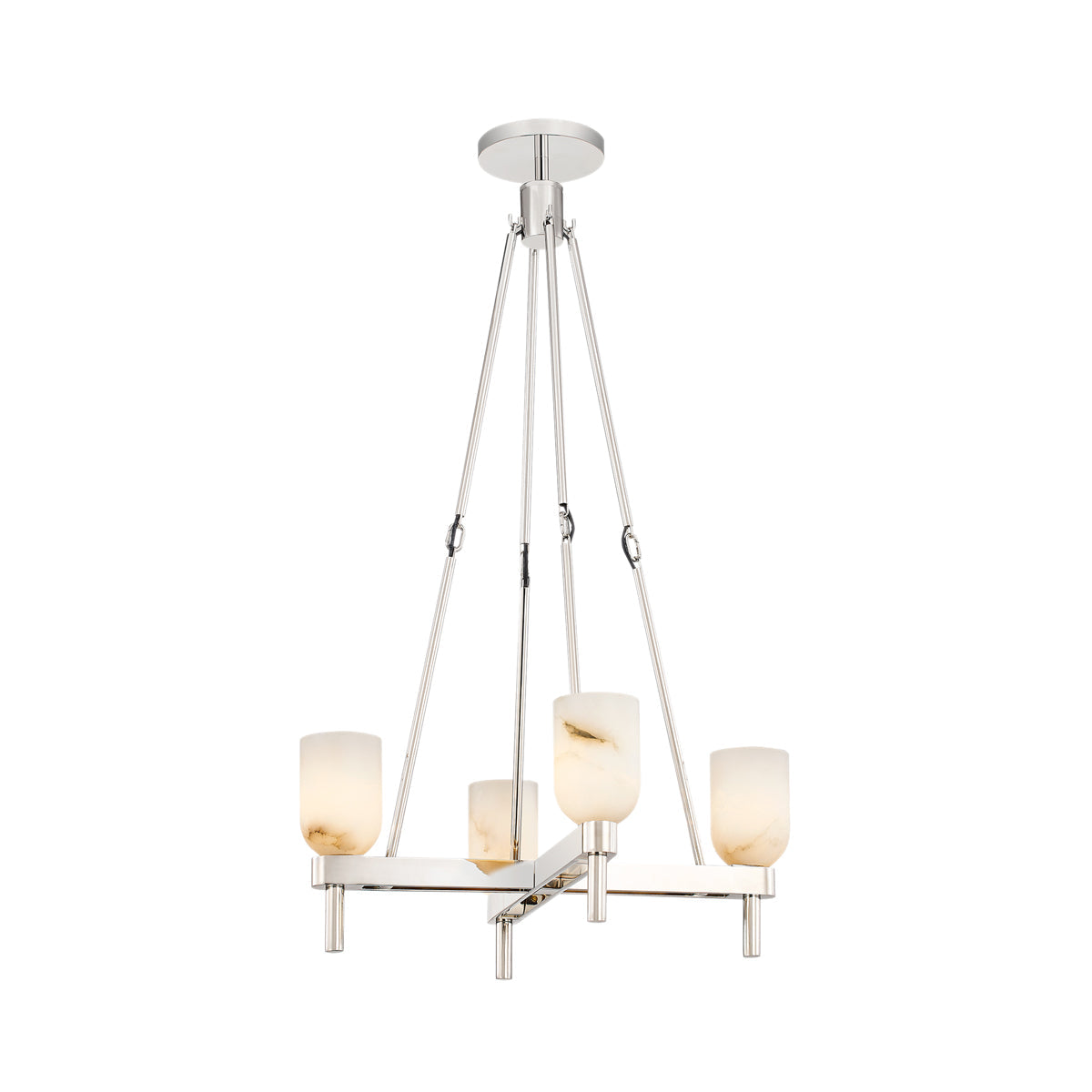 Lucian Pendant Light in Polished Nickel/Alabaster.