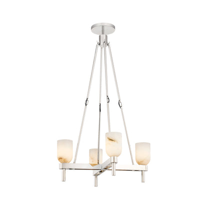 Lucian Pendant Light in Polished Nickel/Alabaster.