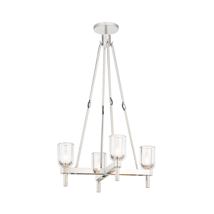 Lucian Pendant Light in Polished Nickel/Clear Crystal.