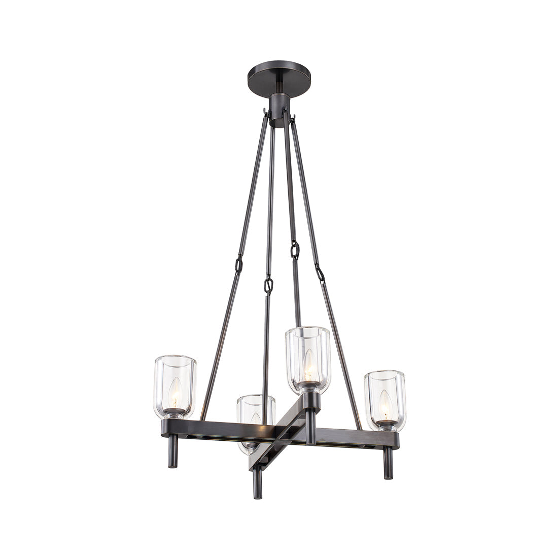 Lucian Pendant Light in Urban Bronze/Clear Crystal.