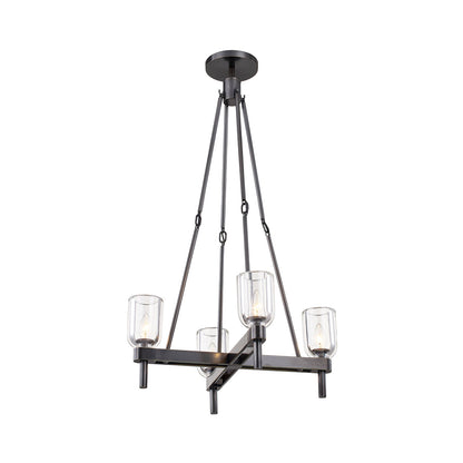 Lucian Pendant Light in Urban Bronze/Clear Crystal.