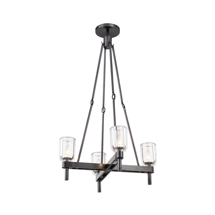 Lucian Pendant Light in Urban Bronze/Clear Crystal.