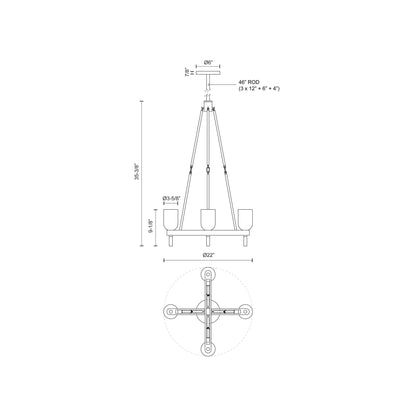 Lucian Pendant Light - line drawing.