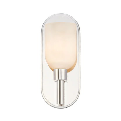 Lucian Wall Light in Polished Nickel/Alabaster (1-Light).