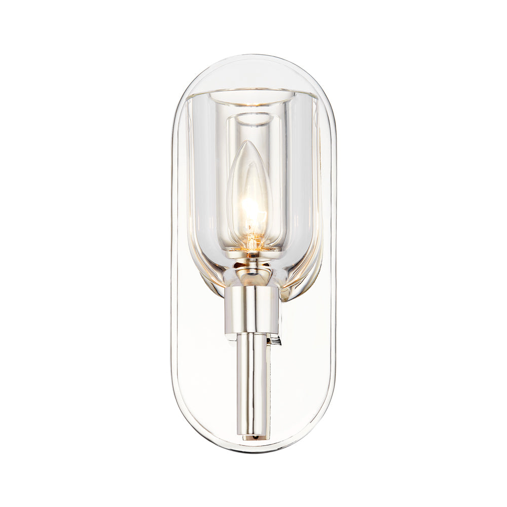 Lucian Wall Light in Polished Nickel/Clear Crystal (1-Light).