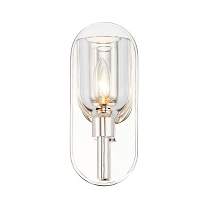 Lucian Wall Light in Polished Nickel/Clear Crystal (1-Light).