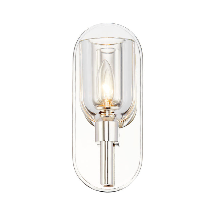 Lucian Wall Light in Polished Nickel/Clear Crystal (1-Light).