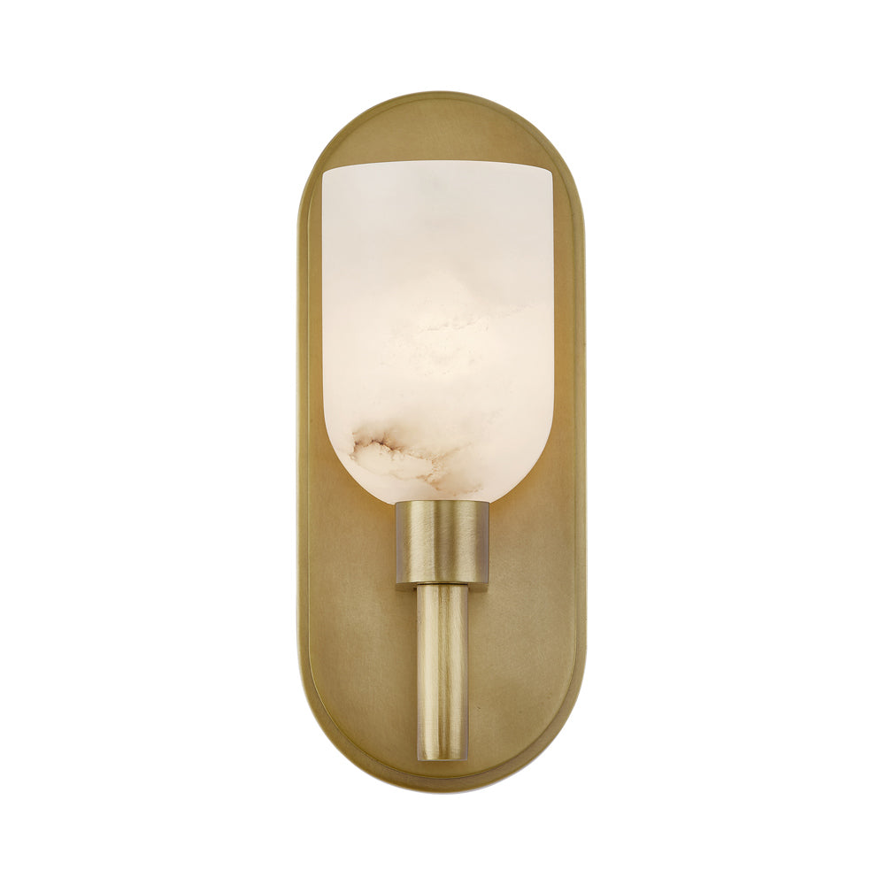 Lucian Wall Light in Vintage Brass/Alabaster (1-Light).