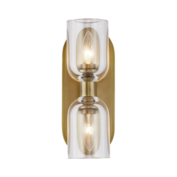 Lucian Wall Light in Vintage Brass/Clear Crystal (2-Light).