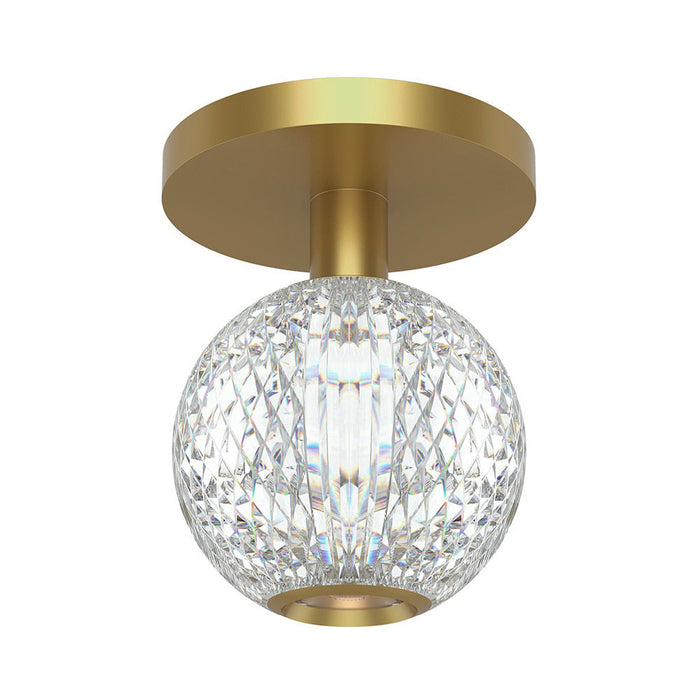 Marni LED Flush Mount Celling Light in Natural Brass.