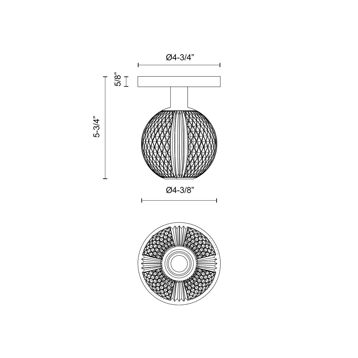 Marni LED Flush Mount Celling Light - line drawing.