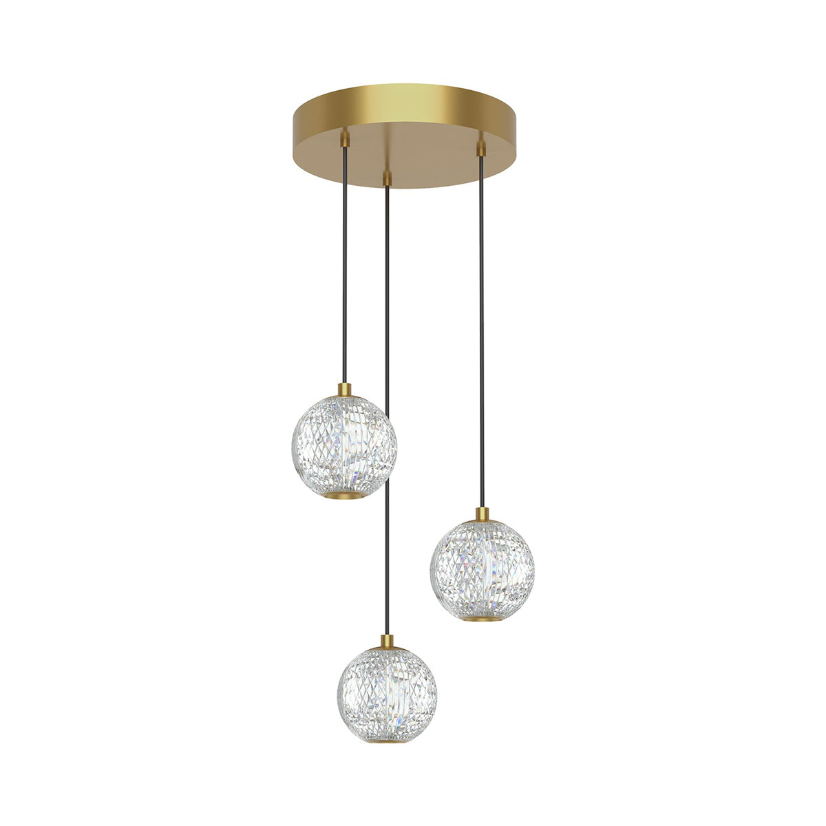 Marni LED Multi Light Pendant Light in Natural Brass (3-Light).