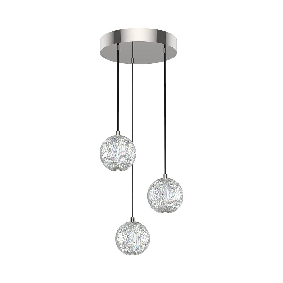 Marni LED Multi Light Pendant Light in Polished Nickel (3-Light).