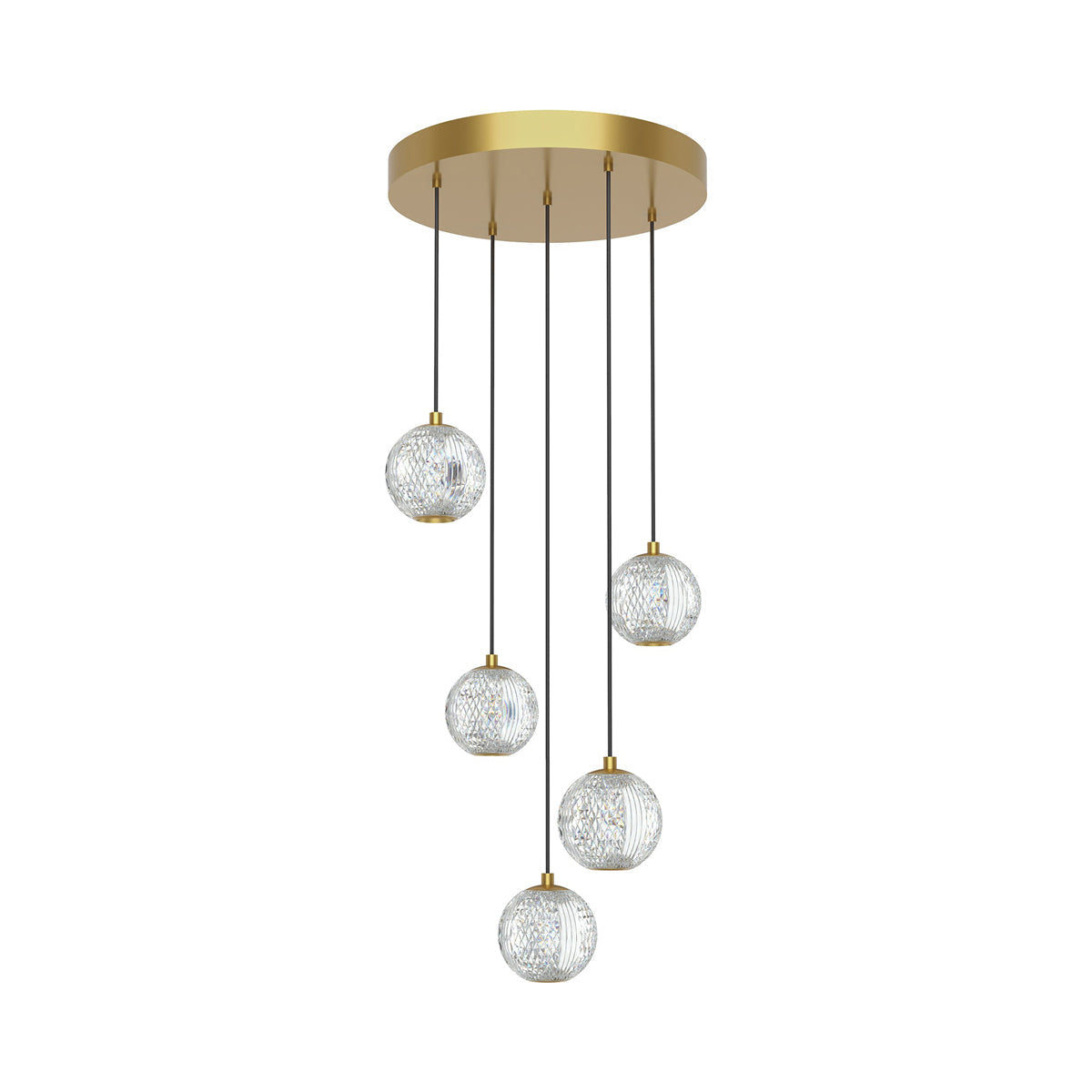 Marni LED Multi Light Pendant Light in Natural Brass (5-Light).