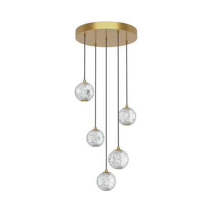 Marni LED Multi Light Pendant Light in Natural Brass (5-Light).