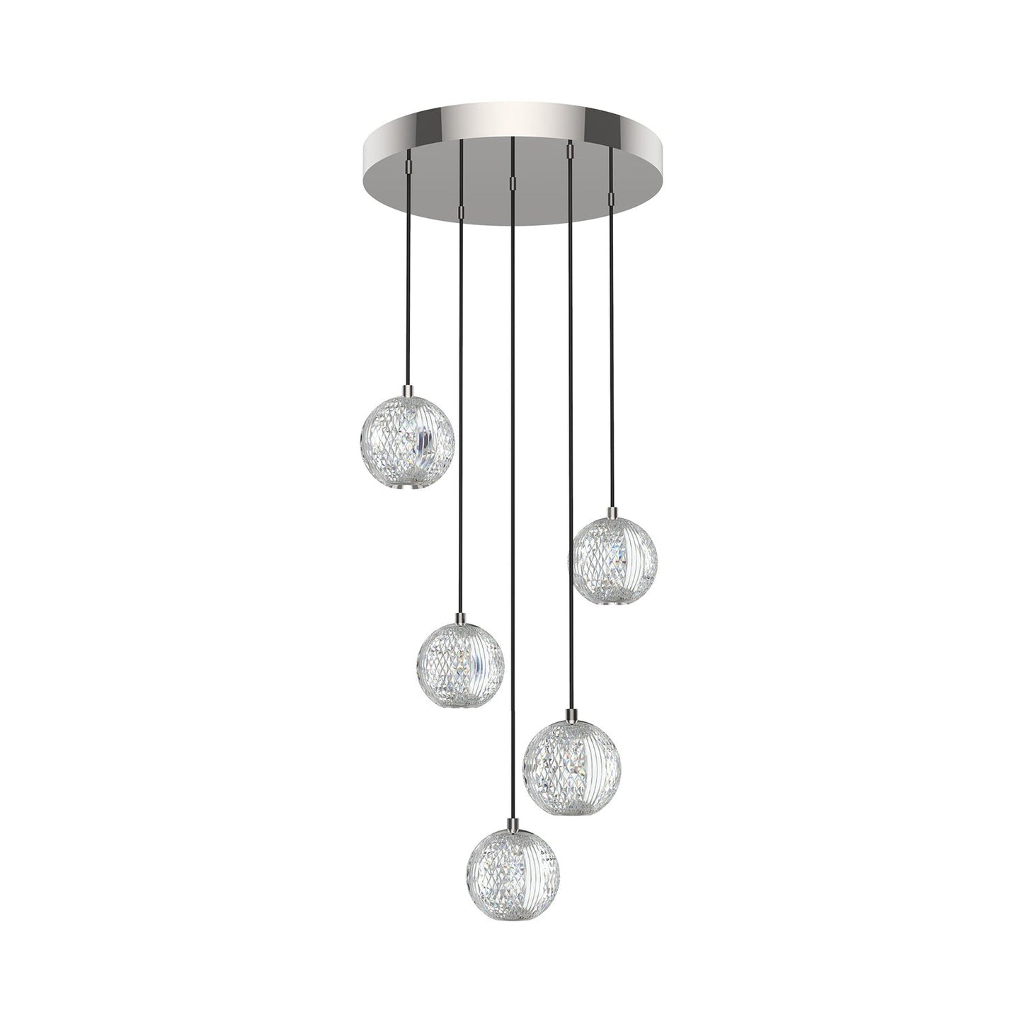 Marni LED Multi Light Pendant Light in Polished Nickel (5-Light).
