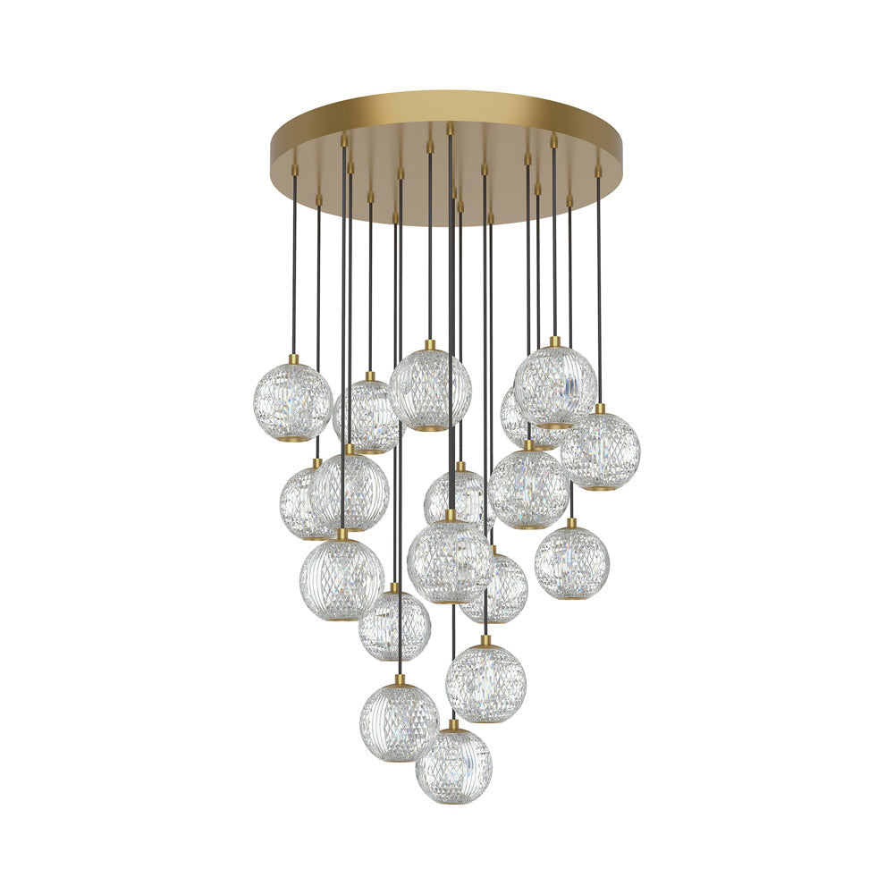 Marni LED Multi Light Pendant Light in Natural Brass (18-Light).