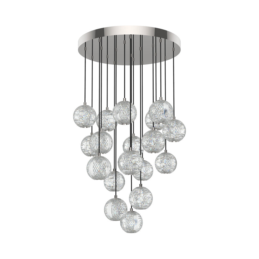 Marni LED Multi Light Pendant Light in Polished Nickel (18-Light).